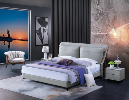 Cama de madera Cama Cama doble Muebles de lujo Dormitorio Hotel 180x200cm Camas Cuero
