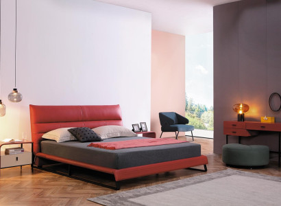 Cama Acolchado Diseño Lujo Decoración Doble Cama de Hotel Dormitorio Cuero