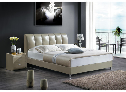 Diseño de lujo de cama acolchada de dormitorio de lujo, camas dobles de hotel de lujo, camas de cuero nuevas.