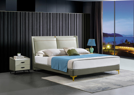 Cama doble de lujo Muebles de dormitorio Cama doble beige Hotel