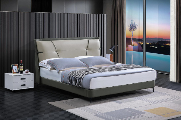Muebles de lujo Cama doble Dormitorio Cama doble Beige Mobiliario de hotel