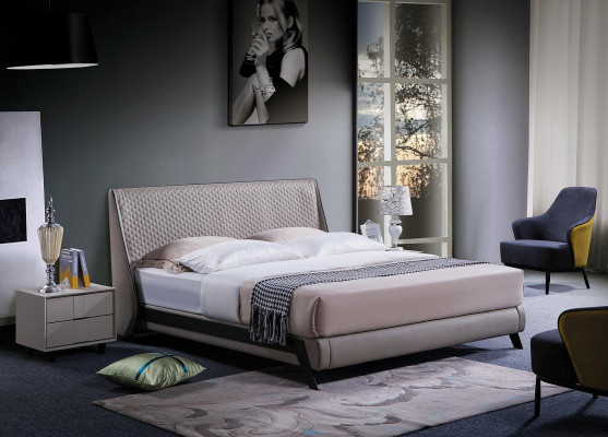 Cama de lujo para dormitorio con diseño de cabecero acolchado 180x200, nuevas camas dobles de hotel en tela.