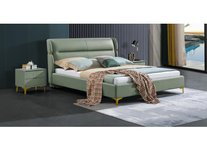 Cama acolchada diseño lujo doble camas hotel dormitorio lujo verde