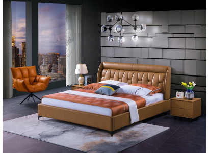 Diseño de cama de madera de dormitorio de lujo, cama doble matrimonial, muebles tapizados, 180x200cm.