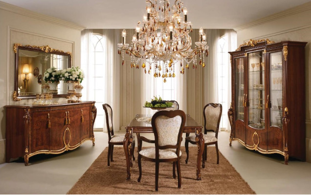 arredoclassic™ Muebles de lujo para el comedor Vitrina Mesa Cómoda 8 piezas.
