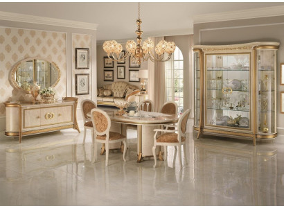 Juego de comedor conjunto vitrina mesa 6 sillas cómoda espejo barroco nuevo 10 piezas.