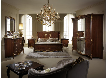 Juego de dormitorio de 6 piezas. Muebles de lujo de diseño cama mesita de noche cómoda Arredoclassic