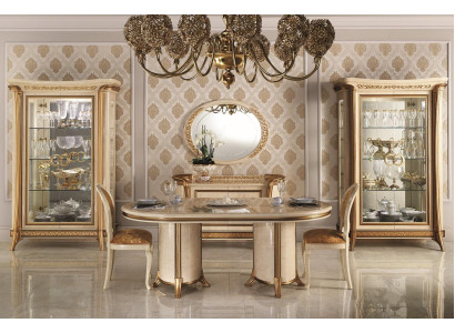 Mesa de comedor, mesa, muebles, cómoda, vitrina, juego de 5 piezas. Conjunto de grupo de comedor diseño.