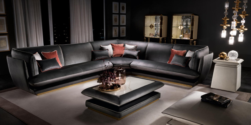 Sofá sofá de lujo esquina muebles salón tapizado diseño textil arredoclassic