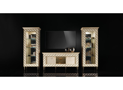 Mueble de salón vitrina TV aparador armario pared diseño barroco rococó.