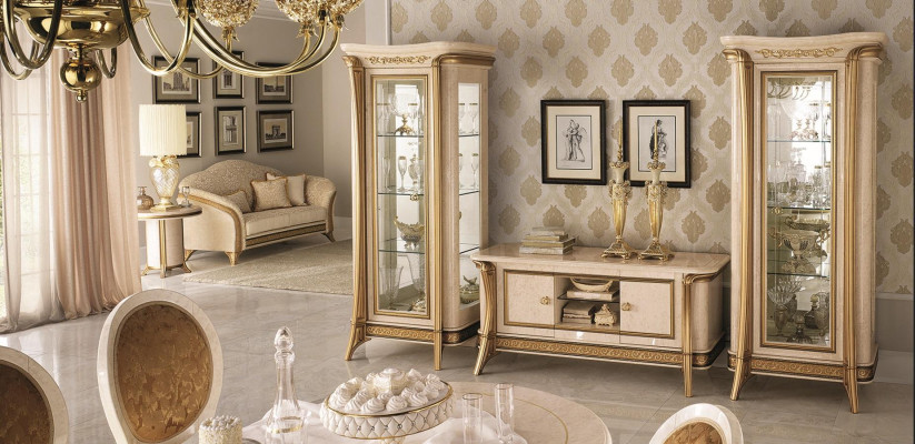 Set de muebles de sala: aparador de sala, 2 vitrinas, conjunto de 3 piezas de pared para sala arredoclassic