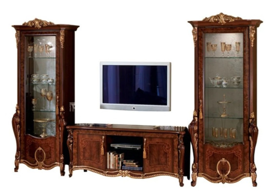 Conjunto de muebles de sala de estar Designer, aparador de sala de estar, 2 vitrinas, 3 piezas. Mueble de pared nuevo.