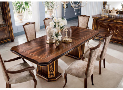 Muebles Mesa + 8x Juego de sillas Conjunto de comedor de madera completo Barroco