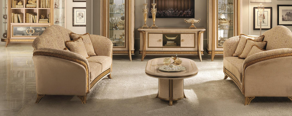 Muebles italianos conjunto de sofás clásicos, sofás de 3+3 asientos.