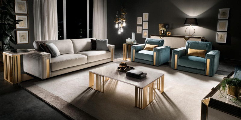 Conjunto de sofás 3-1-1. Sofá de salón de 3 plazas, sofá y juego de sillones tapizados en textil.