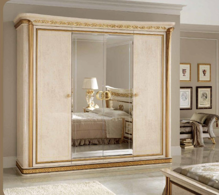 Armario de 4 puertas antiguo estilo barroco, rococó y modernista muebles dormitorio.