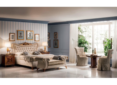 Cama doble cama 2x mesitas de noche diseño de madera camas antiguo estilo barroco rococó nuevo.