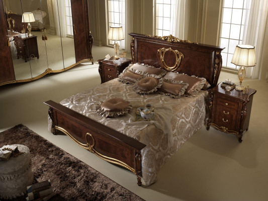 Cama 2x Mesita de noche 3 piezas Conjunto de dormitorio Diseño Moderno Lujo Muebles clásicos