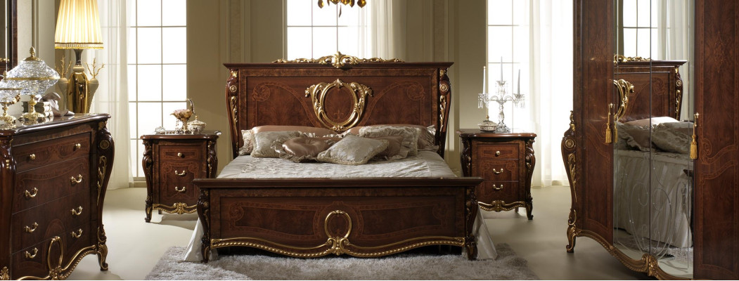 Cama 2x Mesita de noche 3 piezas Conjunto de dormitorio Diseño Moderno Lujo Muebles clásicos