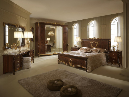 Cama 2x Mesita de noche 3 piezas Conjunto de dormitorio Diseño Moderno Lujo Muebles clásicos