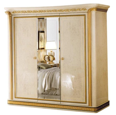Armario de ropa de dormitorio de madera con 3 puertas, armarios de lujo arredoclassic.