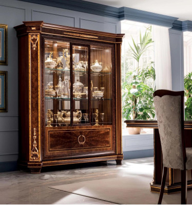Vitrina armario Vitrinas Sala de estar Mostrar Gabinetes Diseño Rococó Barroco Madera nuevo