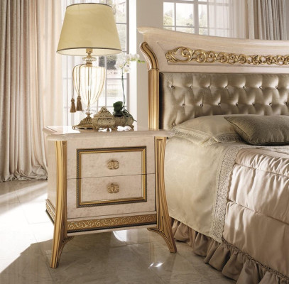 Cama 2x Mesa de noche Diseño de dormitorio clásico 3 piezas Conjunto de lujo de muebles