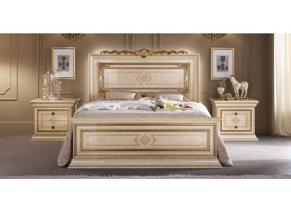 Cama 2x Mesitas de noche 3 piezas. Muebles italianos para dormitorio Cama de madera nueva Set