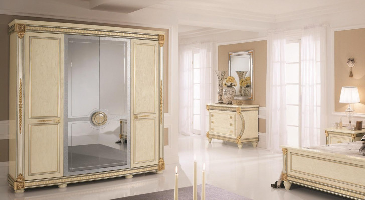 Armario de madera de 4 puertas para dormitorio.