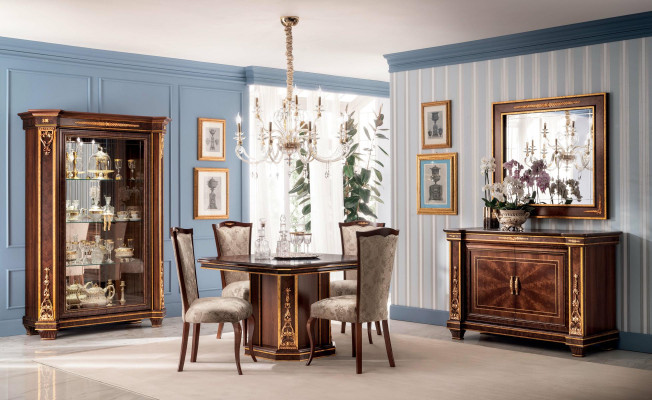 Muebles mesa + 4 sillas Juegos de comedor Juego completo de madera Barroco