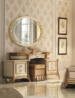 Vanity table mesa dormitorio taburete espejo juvenil antiguo estilo madera