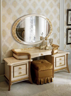 Vanity table mesa dormitorio taburete espejo juvenil antiguo estilo madera