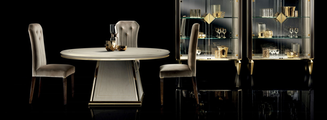 Mesa de comedor redonda, mesa de diseño de diseñador de mesa de madera para sala de estar y comedor.