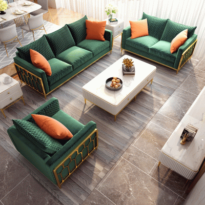 Sofá de cuero, sofá acolchado asiento juego de 3+2+1 asientos conjunto Diseño Sofás