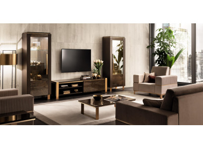 Mueble de TV Elegante con vitrina clásica de diseño de salón, 3 piezas.