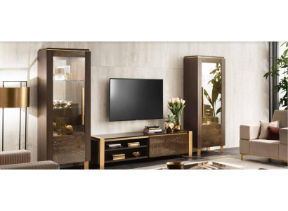Conjunto de muebles de sala: aparador de diseñador para sala de estar, 2 vitrinas, 3 piezas.