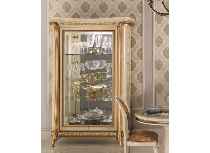 Vitrina Vitrinas armario Gabinete de vidrio Estantería del salón Barroco Rococó Madera real