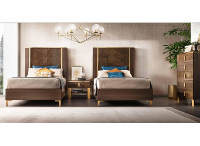 Cama mesita de noche taburete 4 piezas. Conjunto de dormitorio Diseño Moderno Lujo Camas