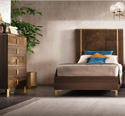 Cama mesita de noche taburete 4 piezas. Conjunto de dormitorio Diseño Moderno Lujo Camas