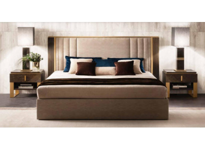 Cama 2x Mesita de noche 3 piezas Juego de dormitorio Diseño Moderno Lujo Italiano