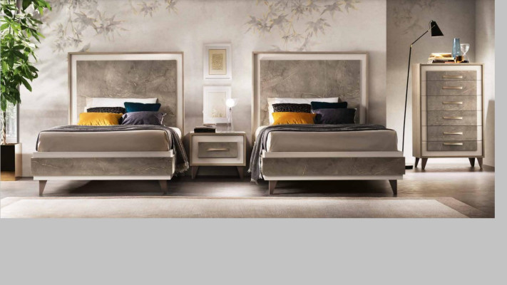 Set de dormitorio cama mesitas de noche cómoda estilo conjunto de mobiliario italiano 4 piezas