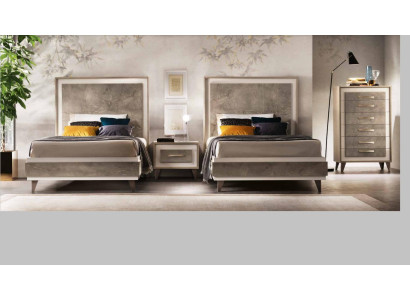 Set de dormitorio cama mesitas de noche cómoda estilo conjunto de mobiliario italiano 4 piezas