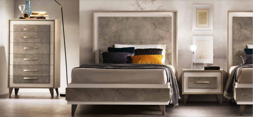 Set de dormitorio cama mesitas de noche cómoda estilo conjunto de mobiliario italiano 4 piezas