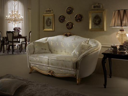 Sofá clásico de 2 plazas, sofá tapizado, sofás de asiento, diseño italiano arredoclassic.