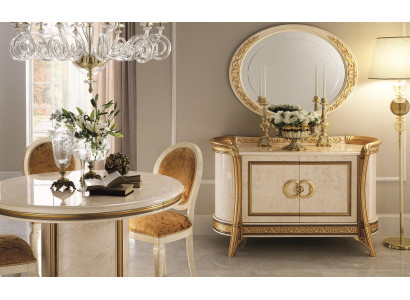 Muebles de estilo barroco, conjunto de 2 piezas: cómoda con espejo, muebles italianos de lujo en madera, nuevos.