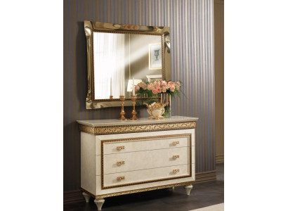 Muebles italianos de madera 2 piezas Set estilo muebles barrocos de lujo cómoda con espejo nuevo