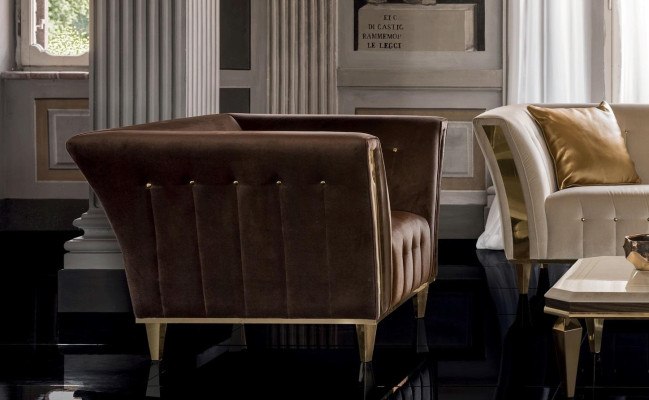 Silla Club Lounge de respaldo, sillón tapizado, sofá de un asiento, terciopelo para televisión de arredoclassic.
