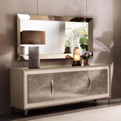 Buffet Aparador Cómoda Espejo 2 piezas Muebles de madera Aparadores Muebles Sideboard arredoclassic