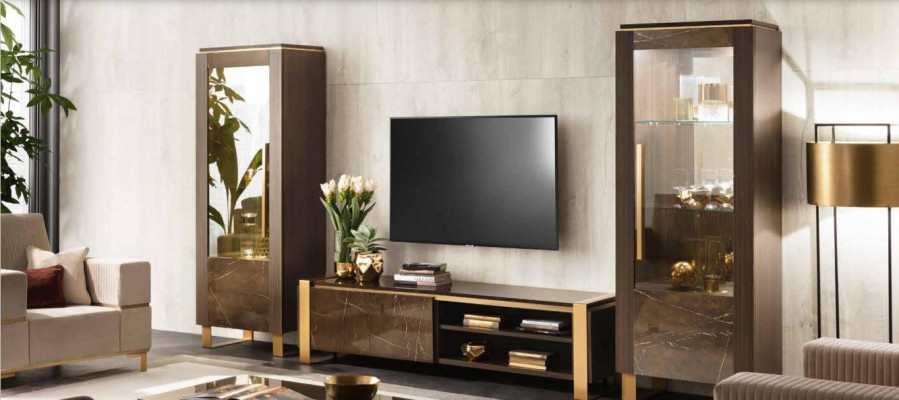Aparador de lujo, vitrina de cristal, armario de vidrio, estilo moderno, muebles italianos.