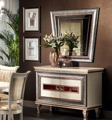 Mesa consola con espejo conjunto de muebles de lujo 2 piezas elaborado en Italia.